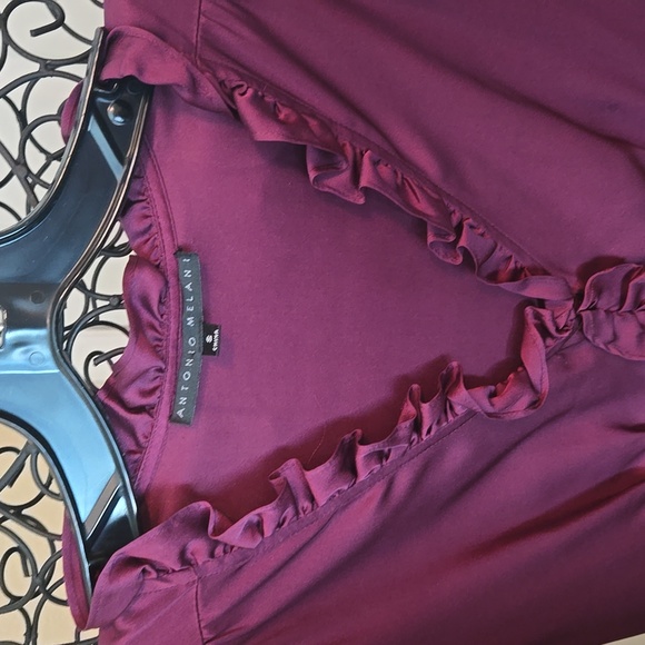 Antonio Melani Sz Sm Silk and Spandex top in Burgundy - Picture 3 of 7